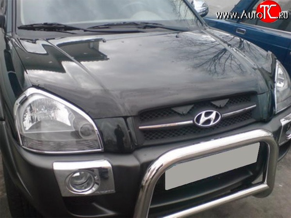 2 204 р. Дефлектор капота NovLine (рестайлинг) Hyundai Tucson JM (2004-2010)  с доставкой в г. Краснодар