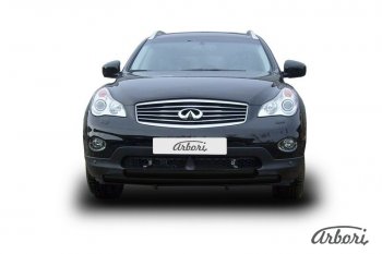 Защита переднего бампера Arbori (черная, 2 трубы d57 и 57 mm) INFINITI EX35 J50 (2007-2013)