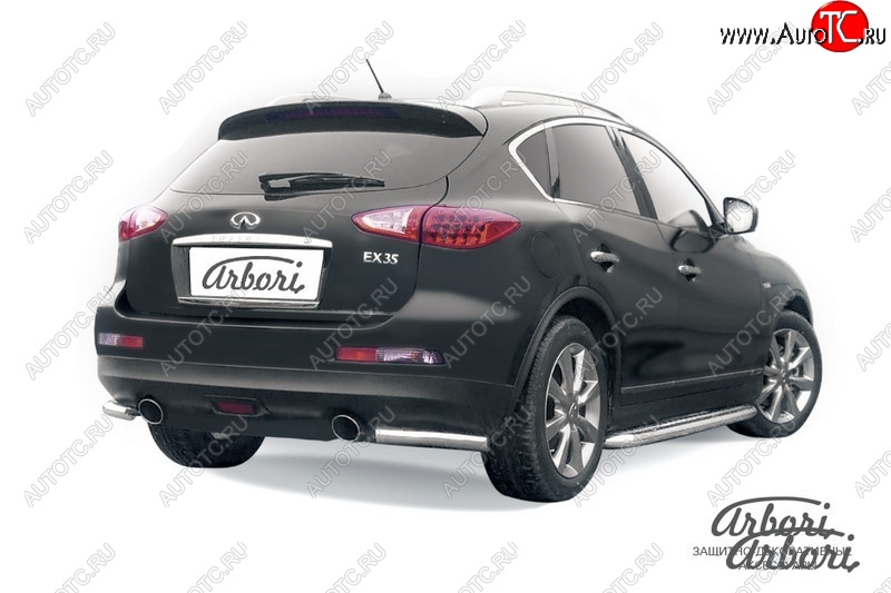 8 999 р. Защита заднего бампера Arbori (уголки, нержавейка, 1 труба d57 mm). INFINITI EX35 J50 (2007-2013)  с доставкой в г. Краснодар