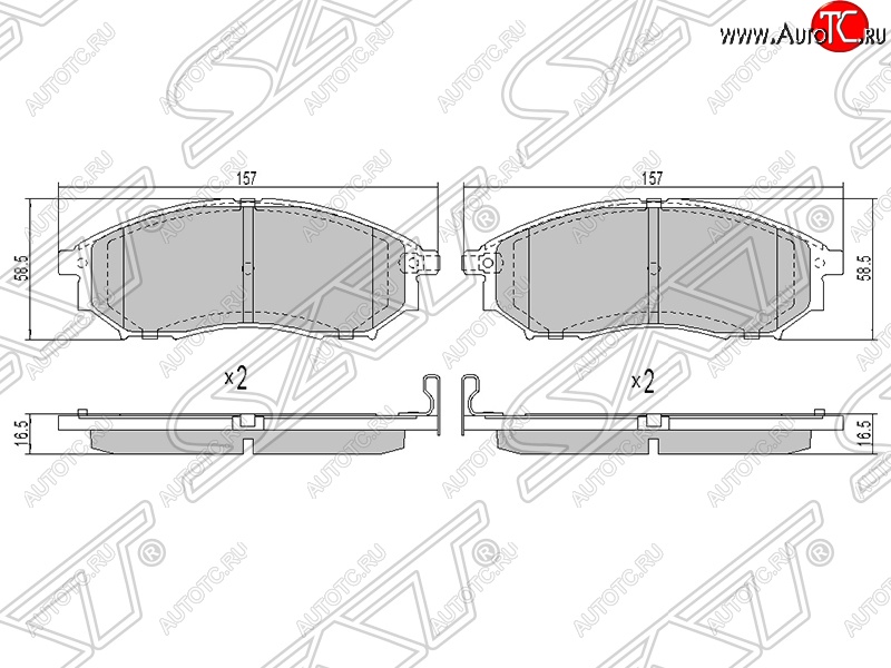 1 499 р. Колодки тормозные SAT (передние)  INFINITI FX35 (S50), FX45 (S50), G35 (V35), M35 (Y50), Nissan Murano (1 Z50,  2 Z51), Navara (2 D40), Pathfinder (R51), Qashqai (1)  с доставкой в г. Краснодар