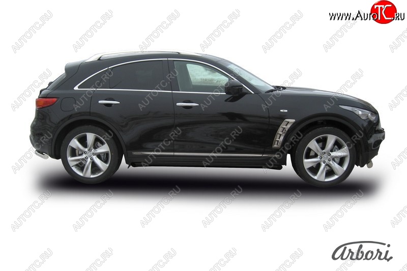 8 369 р. Защита штатных порогов Arbori (черная, d57 mm). INFINITI FX35 S51 дорестайлинг (2008-2011)  с доставкой в г. Краснодар