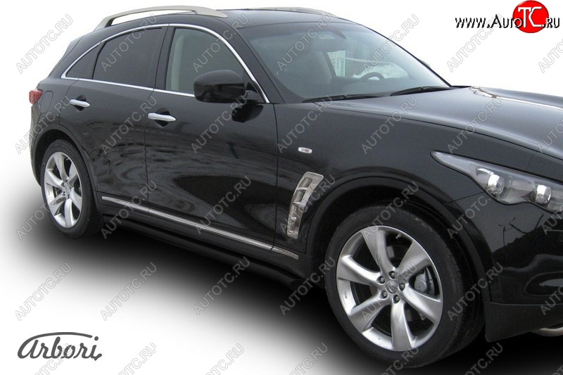 10 259 р. Защита штатных порогов Arbori (черная, d76 mm). INFINITI FX35 S51 дорестайлинг (2008-2011)  с доставкой в г. Краснодар