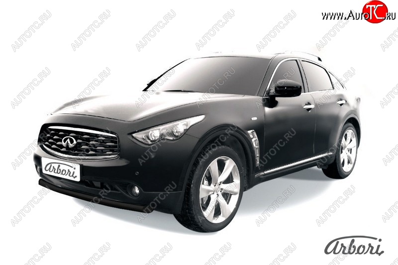 11 159 р. Защита переднего бампера Arbori (черная, 1 труба d76 mm). INFINITI FX35 S51 дорестайлинг (2008-2011)  с доставкой в г. Краснодар