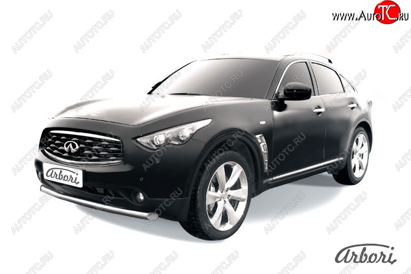 4 999 р. Защита переднего бампера Arbori (нержавейка, 1 труба d76 mm). INFINITI FX35 S51 дорестайлинг (2008-2011)  с доставкой в г. Краснодар