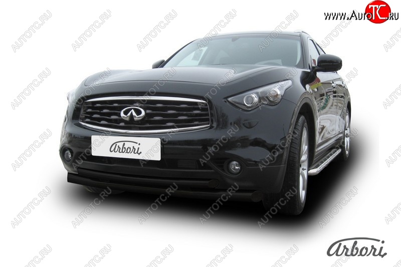 13 859 р. Защита переднего бампера Arbori (черная, 2 трубы d76 и 57 mm) INFINITI FX35 S51 дорестайлинг (2008-2011)  с доставкой в г. Краснодар