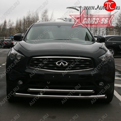 27 134 р. Защита переднего бампера двойная Souz-96 (d76/60) INFINITI FX35 S51 дорестайлинг (2008-2011)  с доставкой в г. Краснодар