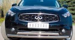 27 649 р. Защита переднего бампера (2 трубыØ75х42 мм, нержавейка) Russtal INFINITI FX37 S51 рестайлинг (2011-2013)  с доставкой в г. Краснодар. Увеличить фотографию 2