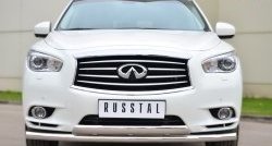 Защита переднего бампера (2 трубыØ75х42 и 63 мм, нержавейка) Russtal INFINITI JX35 (2012-2014)