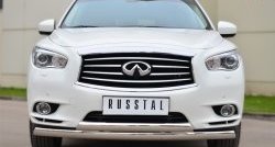 24 999 р. Защита переднего бампера (2 трубыØ75х42 мм, нержавейка) Russtal  INFINITI JX35 (2012-2014)  с доставкой в г. Краснодар. Увеличить фотографию 1