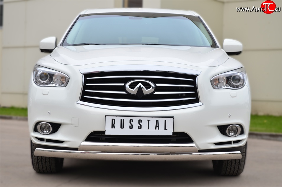 24 999 р. Защита переднего бампера (2 трубыØ75х42 мм, нержавейка) Russtal INFINITI JX35 (2012-2014)  с доставкой в г. Краснодар