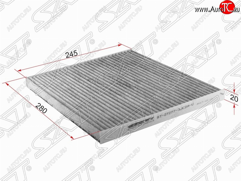 275 р. Фильтр салонный SAT (угольный, 280х245х20 mm)  INFINITI JX35 (2012-2014), Nissan Altima  седан (2012-2015), Nissan Murano  3 Z52 (2015-2024), Nissan Pathfinder  R52 (2012-2017), Nissan Teana  3 L33 (2014-2020)  с доставкой в г. Краснодар