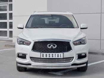 22 899 р. Защита переднего бампера (2 трубыØ63 и 42 мм, нержавейка) SLITKOFF INFINITI QX60 L50 рестайлинг (2016-2021)  с доставкой в г. Краснодар. Увеличить фотографию 2