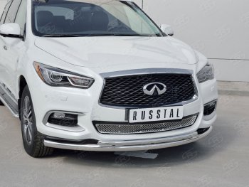 Защита переднего бампера (2 трубыØ63 и 42 мм, нержавейка) SLITKOFF INFINITI QX60 L50 рестайлинг (2016-2021)