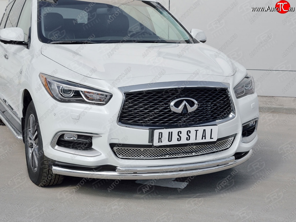 22 899 р. Защита переднего бампера (2 трубыØ63 и 42 мм, нержавейка) SLITKOFF INFINITI QX60 L50 рестайлинг (2016-2021)  с доставкой в г. Краснодар