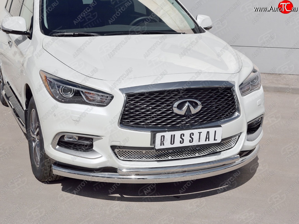 23 649 р. Защита заднего бампера (Ø76 и 42 мм, нержавейка) SLITKOFF  INFINITI QX60  L50 (2016-2021) рестайлинг  с доставкой в г. Краснодар