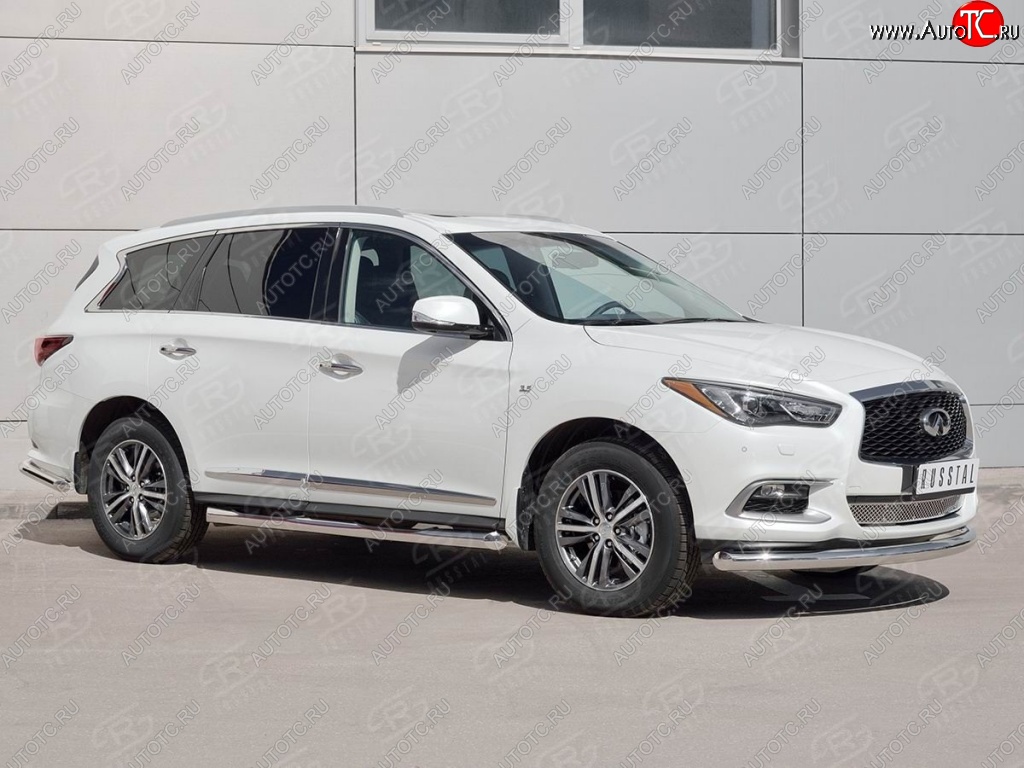 20 399 р. Защита переднего бампера (Ø76 мм, нержавейка) SLITKOFF INFINITI QX60 L50 рестайлинг (2016-2021)  с доставкой в г. Краснодар