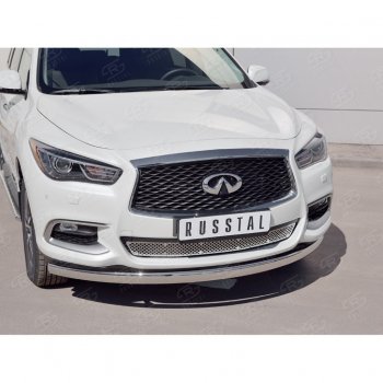 17 749 р. Защита переднего бампера (Ø75х42 мм, нержавейка) Russtal INFINITI QX60 L50 рестайлинг (2016-2021)  с доставкой в г. Краснодар. Увеличить фотографию 2