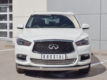 17 749 р. Защита переднего бампера (Ø75х42 мм, нержавейка) Russtal INFINITI QX60 L50 рестайлинг (2016-2021)  с доставкой в г. Краснодар. Увеличить фотографию 1