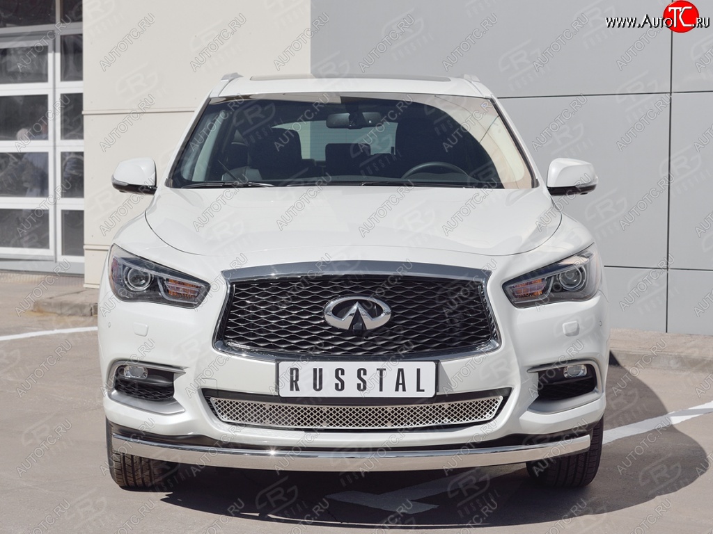 17 749 р. Защита переднего бампера (Ø75х42 мм, нержавейка) Russtal INFINITI QX60 L50 рестайлинг (2016-2021)  с доставкой в г. Краснодар