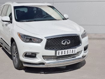 22 949 р. Защита переднего бампера (2 трубыØ63 и 75х42 мм, нержавейка) Russtal INFINITI QX60 L50 рестайлинг (2016-2021)  с доставкой в г. Краснодар. Увеличить фотографию 2