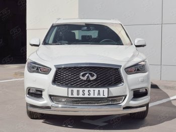 22 949 р. Защита переднего бампера (2 трубыØ63 и 75х42 мм, нержавейка) Russtal INFINITI QX60 L50 рестайлинг (2016-2021)  с доставкой в г. Краснодар. Увеличить фотографию 3