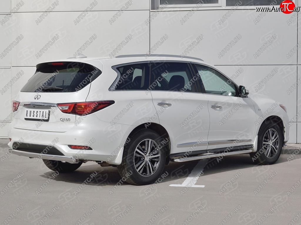 17 749 р. Защита заднего бампера (Ø75x42 мм, нержавейка) Russtal INFINITI QX60 L50 рестайлинг (2016-2021)  с доставкой в г. Краснодар