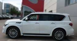 16 799 р. Защита порогов из круглой укороченной трубы диаметром 42 мм SLITKOFF INFINITI QX80 Z62 1-ый рестайлинг (2014-2018)  с доставкой в г. Краснодар. Увеличить фотографию 4