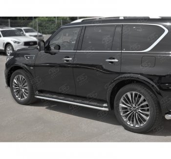 18 349 р. Защита порогов (Ø42 мм, нержавейка) SLITKOFF INFINITI QX80 Z62 2-ой рестайлинг (2018-2024)  с доставкой в г. Краснодар. Увеличить фотографию 2