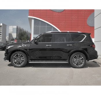 18 349 р. Защита порогов (Ø42 мм, нержавейка) SLITKOFF INFINITI QX80 Z62 2-ой рестайлинг (2018-2024)  с доставкой в г. Краснодар. Увеличить фотографию 3