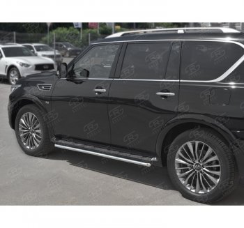 16 799 р. Защита порогов (Ø42 мм, нержавейка) SLITKOFF INFINITI QX80 Z62 2-ой рестайлинг (2018-2024)  с доставкой в г. Краснодар. Увеличить фотографию 2