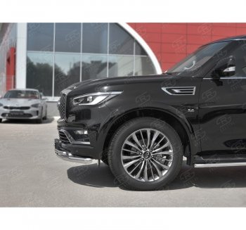 21 399 р. Защита переднего бампера (2 трубы Ø63 и 42 мм, нержавейка) SLITKOFF INFINITI QX80 Z62 2-ой рестайлинг (2018-2024)  с доставкой в г. Краснодар. Увеличить фотографию 2