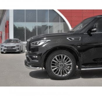 22 899 р. Защита переднего бампера (Ø76 мм, нержавейка) SLITKOFF  INFINITI QX80  Z62 (2018-2024) 2-ой рестайлинг  с доставкой в г. Краснодар. Увеличить фотографию 2