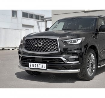 22 899 р. Защита переднего бампера (Ø76 мм, нержавейка) SLITKOFF  INFINITI QX80  Z62 (2018-2024) 2-ой рестайлинг  с доставкой в г. Краснодар. Увеличить фотографию 3