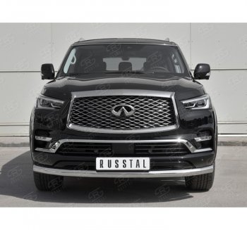 22 899 р. Защита переднего бампера (Ø76 мм, нержавейка) SLITKOFF  INFINITI QX80  Z62 (2018-2024) 2-ой рестайлинг  с доставкой в г. Краснодар. Увеличить фотографию 4