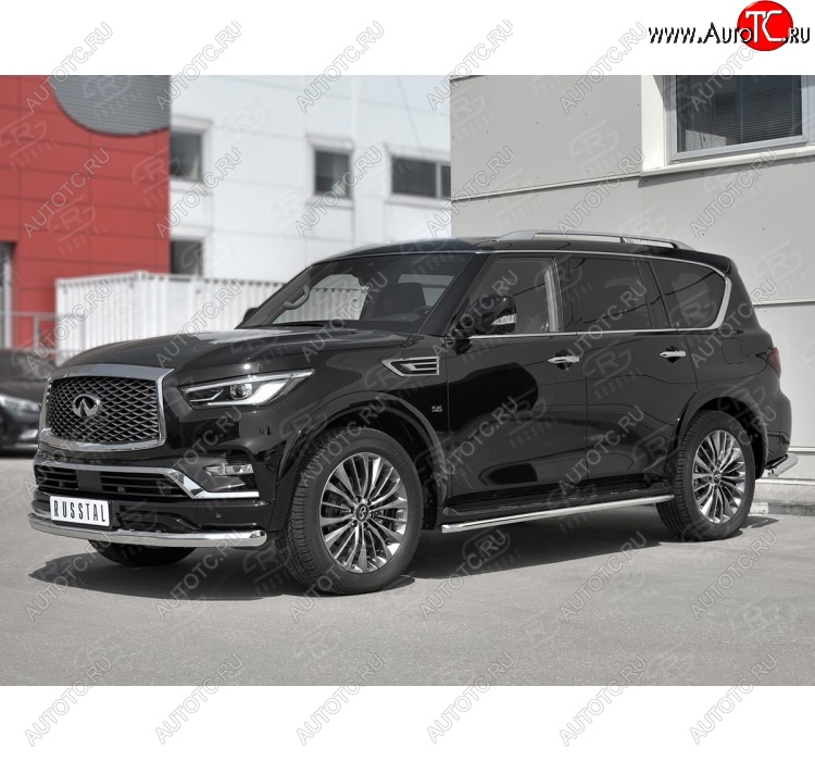 22 899 р. Защита переднего бампера (Ø76 мм, нержавейка) SLITKOFF  INFINITI QX80  Z62 (2018-2024) 2-ой рестайлинг  с доставкой в г. Краснодар