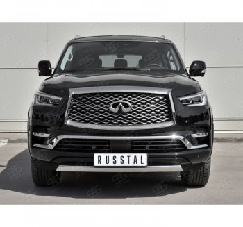 14 999 р. Защита переднего бампера (Ø75х42 мм, нержавейка) Russtal INFINITI QX80 Z62 2-ой рестайлинг (2018-2024)  с доставкой в г. Краснодар. Увеличить фотографию 4