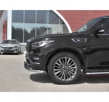 21 999 р. Защита переднего бампера (Ø63 мм, нержавейка) SLITKOFF  INFINITI QX80  Z62 (2018-2024) 2-ой рестайлинг  с доставкой в г. Краснодар. Увеличить фотографию 2