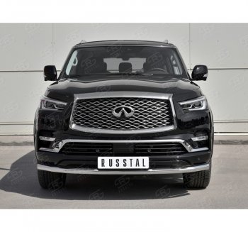 21 999 р. Защита переднего бампера (Ø63 мм, нержавейка) SLITKOFF  INFINITI QX80  Z62 (2018-2024) 2-ой рестайлинг  с доставкой в г. Краснодар. Увеличить фотографию 3