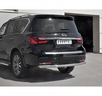 17 649 р. Защита заднего бампера (Ø76 мм, нержавейка) SLITKOFF INFINITI QX80 Z62 2-ой рестайлинг (2018-2024)  с доставкой в г. Краснодар. Увеличить фотографию 3