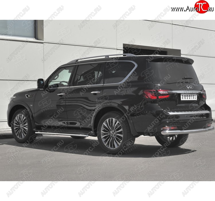 17 649 р. Защита заднего бампера (Ø76 мм, нержавейка) SLITKOFF INFINITI QX80 Z62 2-ой рестайлинг (2018-2024)  с доставкой в г. Краснодар