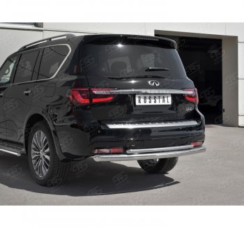 18 749 р. Защита заднего бампера (2 трубы Ø76 и 42 мм, нержавейка) SLITKOFF INFINITI QX80 Z62 2-ой рестайлинг (2018-2024)  с доставкой в г. Краснодар. Увеличить фотографию 3