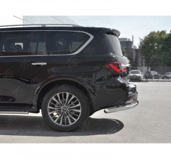 17 499 р. Защита заднего бампера (Ø76 мм, нержавейка) SLITKOFF  INFINITI QX80  Z62 (2018-2024) 2-ой рестайлинг  с доставкой в г. Краснодар. Увеличить фотографию 2