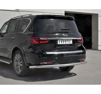 17 499 р. Защита заднего бампера (Ø76 мм, нержавейка) SLITKOFF  INFINITI QX80  Z62 (2018-2024) 2-ой рестайлинг  с доставкой в г. Краснодар. Увеличить фотографию 3