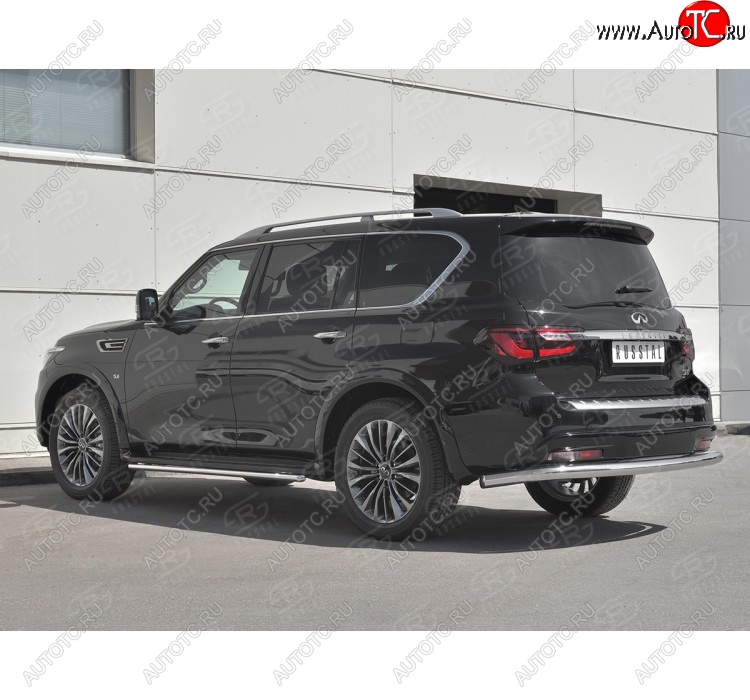 17 499 р. Защита заднего бампера (Ø76 мм, нержавейка) SLITKOFF  INFINITI QX80  Z62 (2018-2024) 2-ой рестайлинг  с доставкой в г. Краснодар