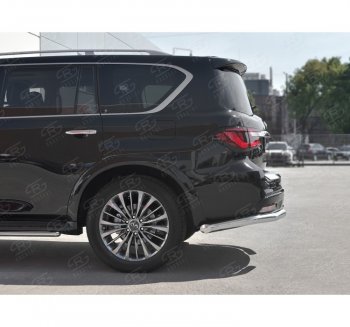 14 649 р. Защита заднего бампера (Ø76 мм уголки, нержавейка) SLITKOFF INFINITI QX80 Z62 2-ой рестайлинг (2018-2024)  с доставкой в г. Краснодар. Увеличить фотографию 2