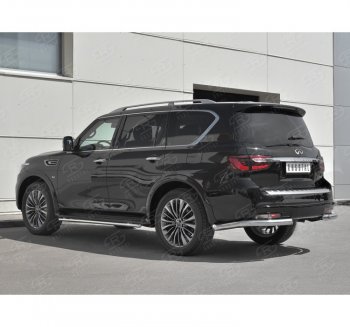 Защита заднего бампера (Ø76 мм уголки, нержавейка) SLITKOFF INFINITI (Инфинити) QX80 (КуХ80)  Z62 (2018-2024) Z62 2-ой рестайлинг