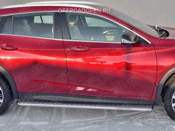 22 999 р. Порожки для ног (труба Ø42) SLITKOFF  INFINITI QX30  H15E (2016-2020) (Вариант 2 (лист алюм, проф.сталь))  с доставкой в г. Краснодар. Увеличить фотографию 2