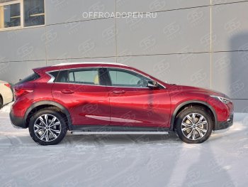 22 999 р. Порожки для ног (труба Ø42) SLITKOFF  INFINITI QX30  H15E (2016-2020) (Вариант 2 (лист алюм, проф.сталь))  с доставкой в г. Краснодар. Увеличить фотографию 3