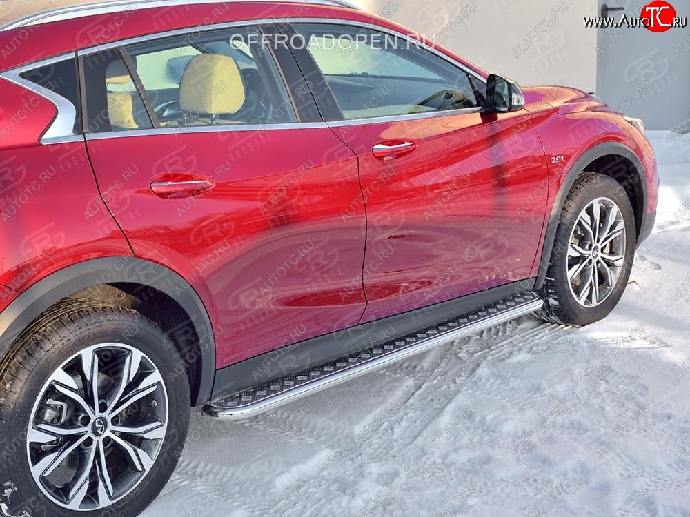 22 999 р. Порожки для ног (труба Ø42) SLITKOFF  INFINITI QX30  H15E (2016-2020) (Вариант 2 (лист алюм, проф.сталь))  с доставкой в г. Краснодар