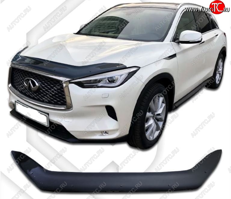 2 159 р. Дефлектор капота CA-Plastiс  INFINITI Qx50  J55 (2017-2022) (Classic черный, Без надписи)  с доставкой в г. Краснодар